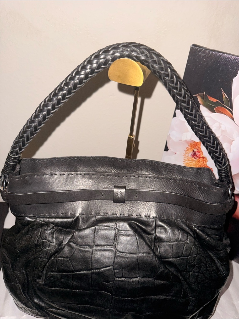 NWT - Henry Beguelin Croc-Embossed Artisan Shoulder Bag - Picture 7 of 12